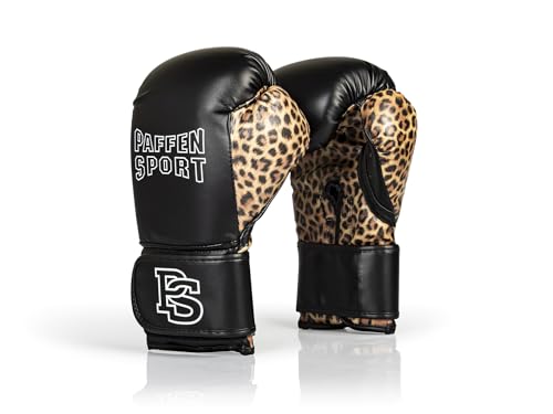 Paffen Sport Lady Leo Frauenboxhandschuhe – Boxhandschuhe für Damen – schwarz/Leo – 10UZ