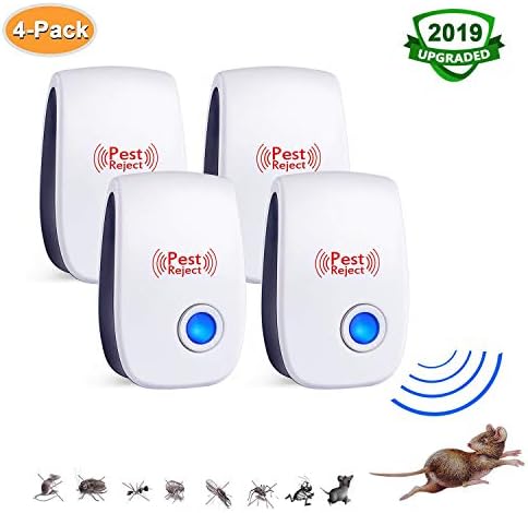 GEJULIC Ultrasonic Pest Repeller Electronic Repellent Indoor Plug in,（4Pack） Pest Control of Insects Mice Ant Mosquito Spider Rodent Roach, Pest Defender for Children and Pets Safe
