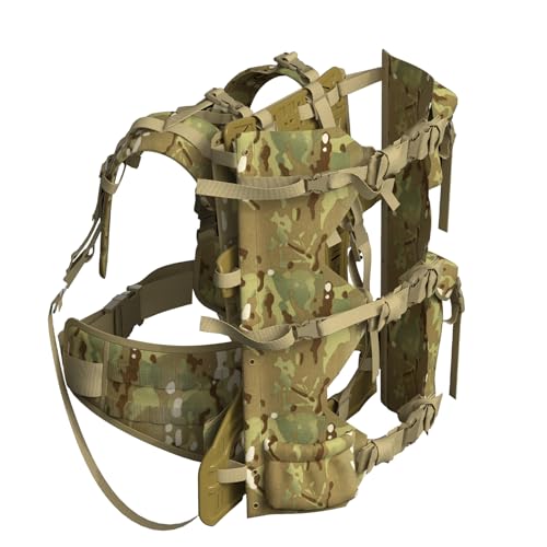 MT Military FILBE Curved Frame with Batwings Suspension Set System for Army Rucksack with Waist Hip Belt and Shoulder Straps Tan