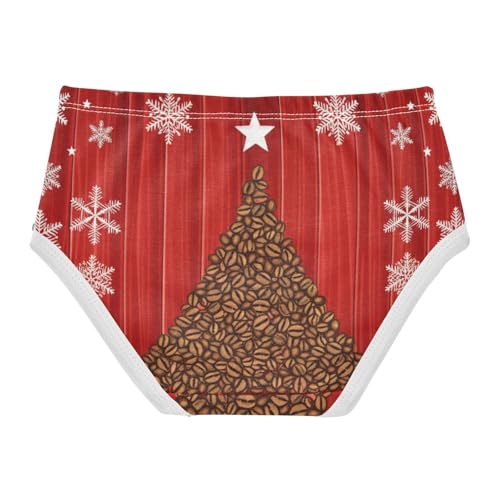 Cotton Toddler Underwear Custom Red Wooden White Snowflakes Panties Little Girl Print Briefs Kids Undies 2t2