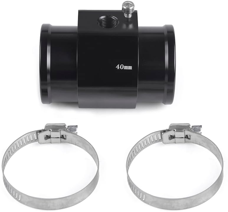 Adaptador de mangueira para sensor de temperatura da água ZHSYMX em alumínio preto 40 mm – 1 unidade