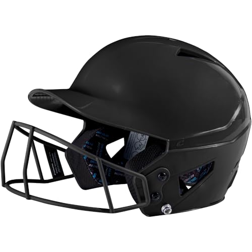 CHAMPRO womens Fastpitch HX Softball Batting Helmet with Facemask, Black, Small US
