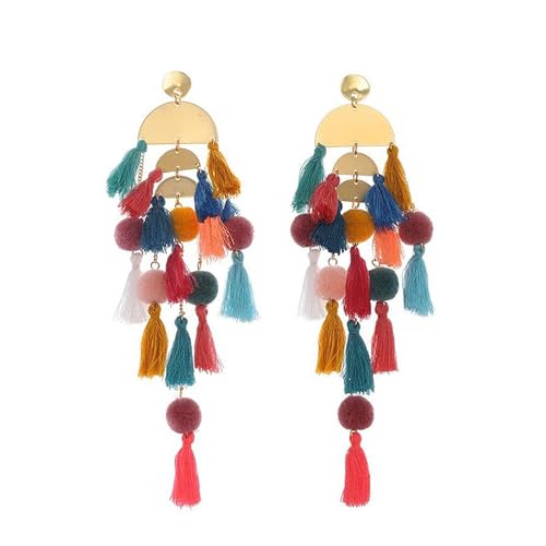 Boho Earrings for Women Long Tassel Dangle Statement Earrings Handmade Bohemian Jewelry Beach Vacation Essentials