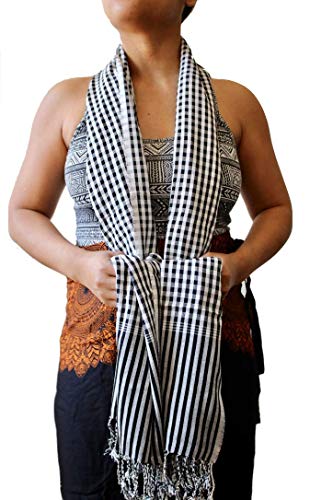 Scarfs for Women/Men, 100% Cotton Rich Men/Womens Scarves, Cambodian Kroma, Hand Woven Traditional Krama2