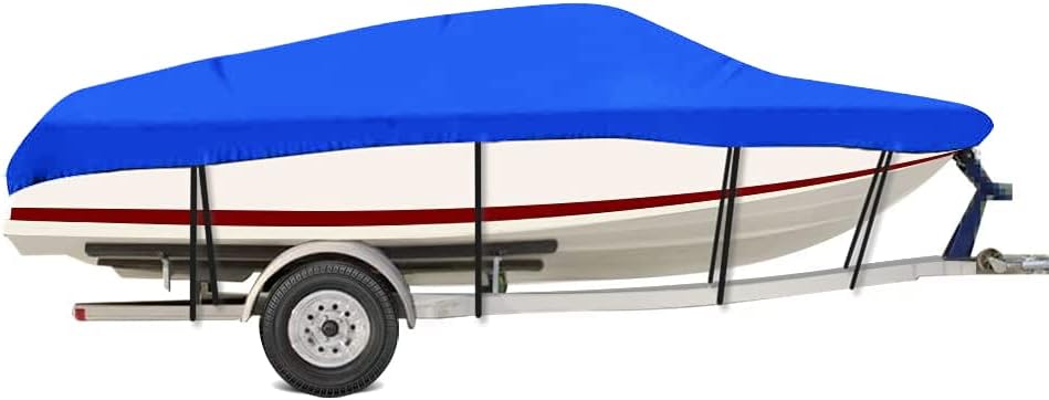 Waterproof Boat Cover Heavy Duty 420D Marine Grade Polyester Canvas Trailerable Fits V-Hull,Tri-Hull,Runabout Boat Cover 17-19ft | 20-22ft