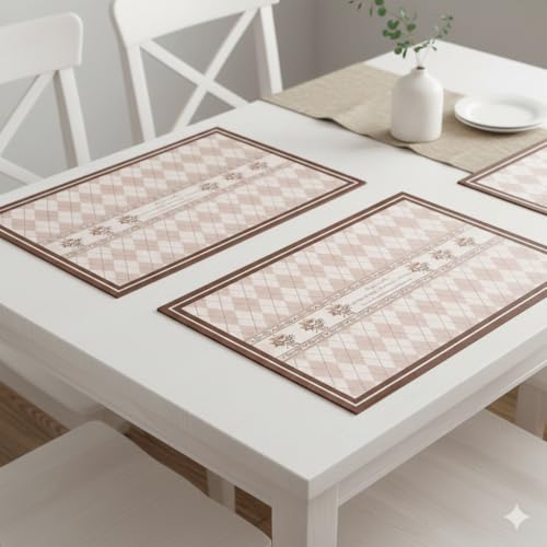 Image of YELONA Leather Dining Table Placemats Set of 2 - Waterproof, Heat Resistant, Anti-Slip, Easy to Clean Table Mats for Dining Table, Kitchen & Home Decor (Dusty Rose, 40 x 30 cm)