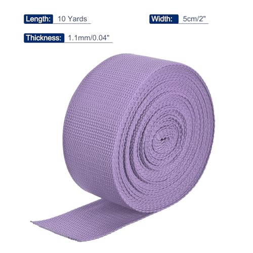 Image of MECCANIXITY Lightweight Polypropylene Webbing Strap 2 inch 10 Yard Backpack Strapping Band Lavender Purple for Outdoor Luggage Cargo Straps