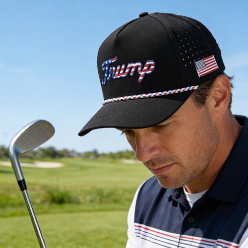 Image of Curves & Clubs Trump Golf Hats - One Size Adjustable Men's Hat - Breathable & Durable Trump Rope Hat - Perfect Golf Gift