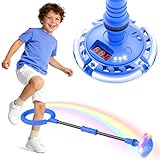 Springring Fußkreisel für Kinder mit Zähler, Timer, Kalorienzähler, Geburtstagsgeschenke für Mädchen ab 6 7 8 9 Jahren, Batteriebetriebenes, Swing Wheel Outdoor Sportspielzeug für Mädchen 6-12 (Blau)