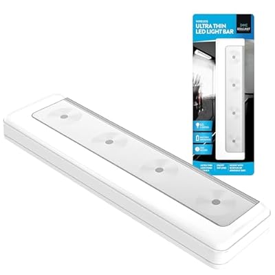 Brilliant Evolution Wireless Ultra Thin LED Light Bar- Battery Operated Lights - Kitchen Under Cabinet Lighting - Closet Light - Stick On Push Light - Under Counter Lights for Kitchen (1pk, 65 Lumens)
