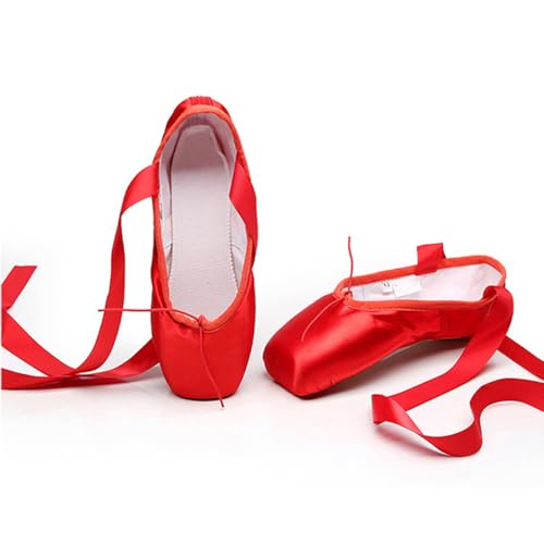 MSMAX Girls Satin Ballet Pointe Shoes Professional Dance Flats2