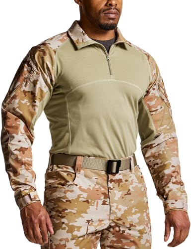 Image of CQR Men's Tactical Combat Shirt, 1 /4 Zip Long Sleeve Breathable Military BDU Training Top for Shooting, Hunting, Range Use