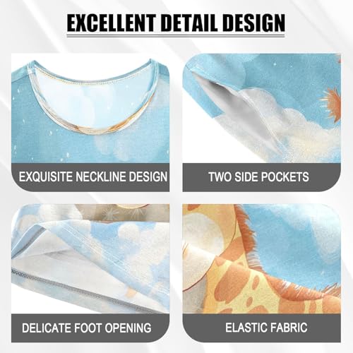 senya Short Sleeve Pajamas Sets Summer Cotton Sleepwear Giraffe Sleeping in Clouds4