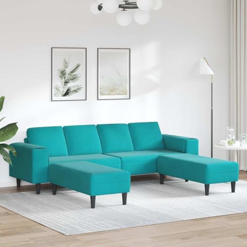 Frdhee Sofás para el salón, juego de sofá de terciopelo turquesa para dormitorio, apartamento, oficina, fácil montaje