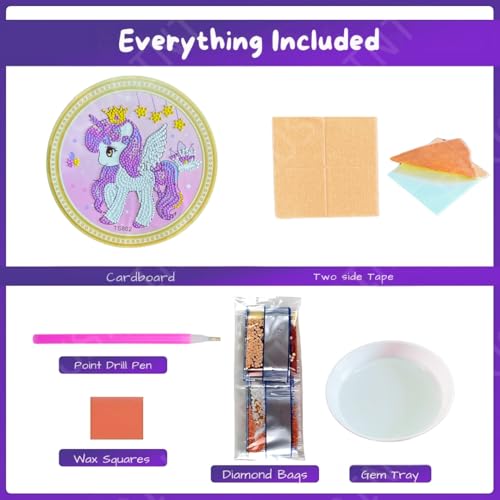 Image of PLUSPOINT 5D Diamond Gem Kits for Kids Pack of 2 Design Diamond Arts and Crafts for Kids Ages 6 8 10 12 Gem Art Painting Kit Unicorn Crafts Unicorn Diamond Painting Kits for Girls