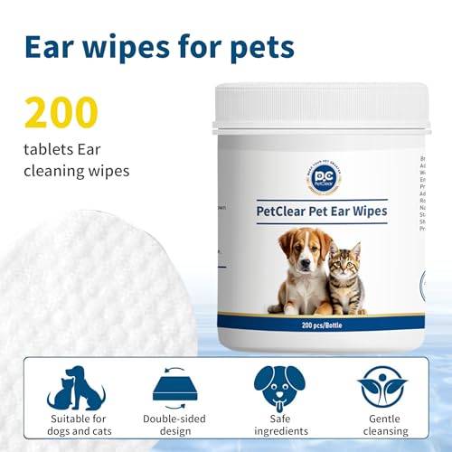 PCpetclear Dog Ear Wipes 200 Pcs, Non-Irritating, Gently Removes Wax, Debris & Stop Smelly, Itchy, Head Shaking - Image 2