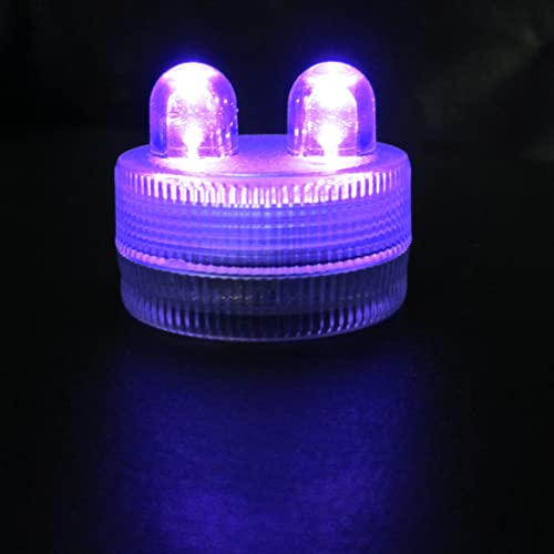 Lot de 50 lumières LED sous-marines sans flamme à double bougie à piles submersibles décoratives pour fête de mariage, événement, aquarium, Noël, Halloween (violet) Cover