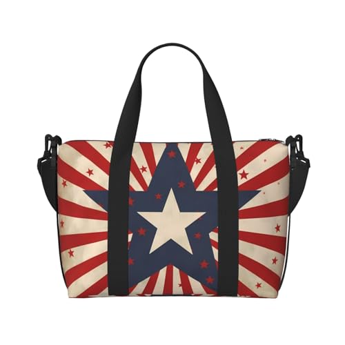 American Stripes Star Travel Duffel Bags for Women Men, Sports Training Gym Bag Dance Bag with Adjustable Shoulder Strap Patriotic Weekender Overnight Bag