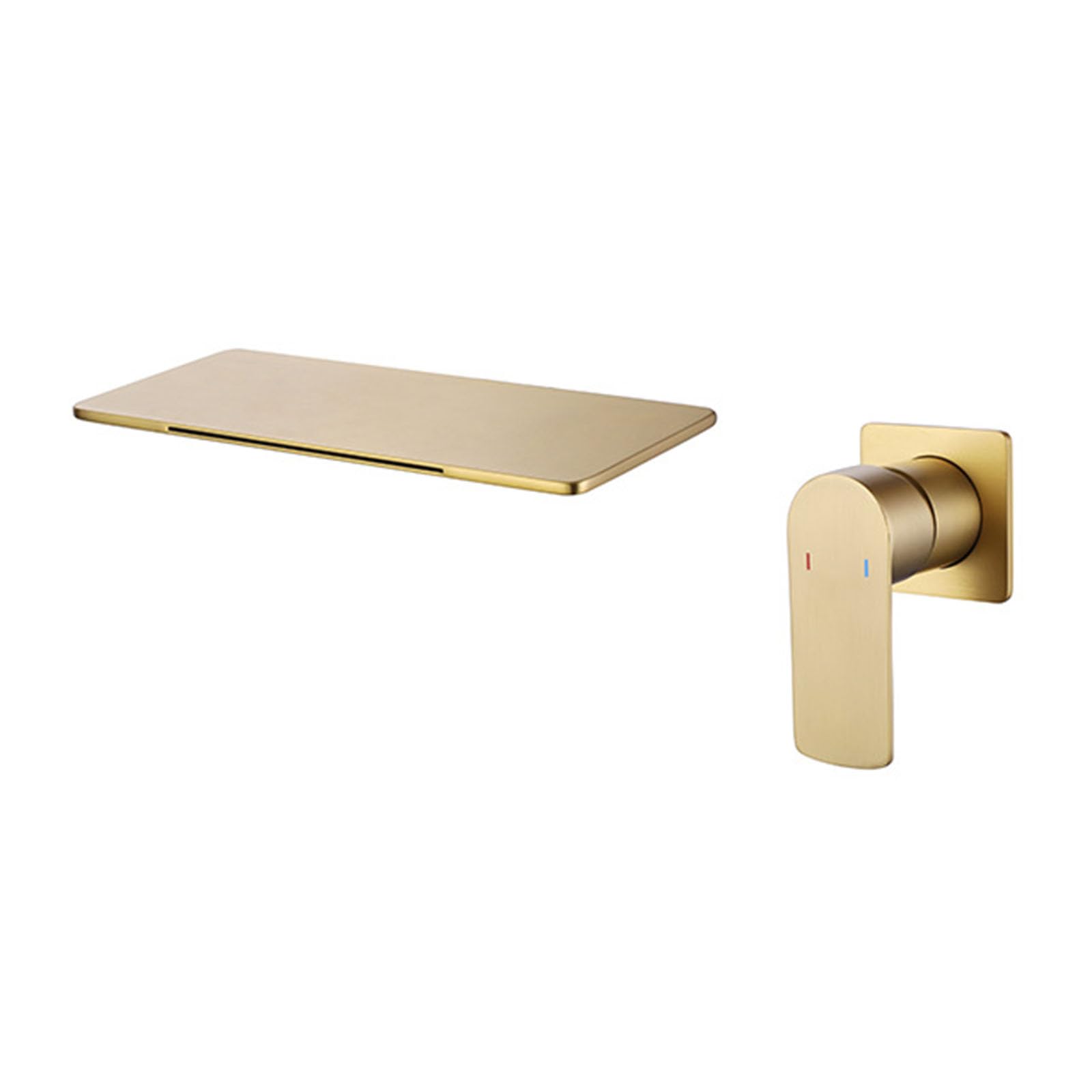 Bathroom Basin Mixer Tap Wall Mounted Bathroom Sink Mixer Tap Waterfall Style Wide Spout Sink Taps for Bathroom,Brushed Gold