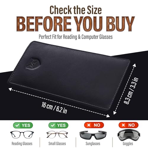 Image of ALLEN & MATE 100% Leather Slim Glasses Case for Reading and Computer Glasses for Men & Women