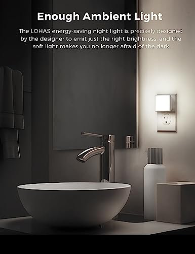 Image of L LOHAS LED Night Lights Plug into Wall 2-Pack, 0.3W Plug in Night Light, Dusk to Dawn, 5000K Daylight White Bright Nightlight Auto-On /Off for Adults Kids Room Bedroom Bathroom Hallway Kitchen Non-Dim
