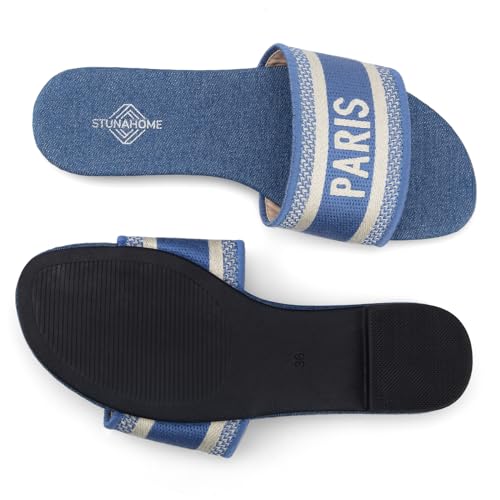 Image of STUNAHOME Summer Flat Sandals for Women Fashion slide Sandals Womens