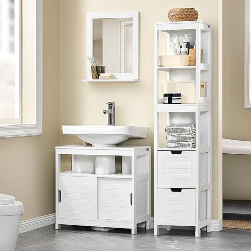 Meuble sous Lavabo 60x30 Portes Coulissantes Blanc SoBuy