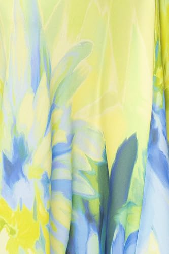 Image of Betsy & Adam Women's Floor-Length, Sleeveless, Floral Print, with Draped Neckline and Flowing Silhouette, Citrine, 12P