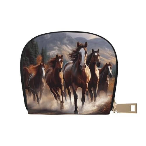 Horses Credit Card Holder Wallet, Leather Zipper Card Wallet For Women Ladies Rfid Blocking Card Case Small Coin Purse Accordion Wallet Gift