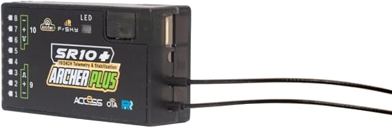 FrSky Archer Plus SR10+ Receiver 3-Axis Gyro & Accelerometer 10 Configurable Channels Access & ACCST D16 Compatible Anti-RF Interference FBUS & S.Port Telemetry Black Box Data Logging