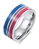 Bisexual Flag Ring. Bi Pride Stainless Steel Ring with enameI colors (Pink, Purple & Blue) - LGBTQ Bi Pride Jewelry (9)