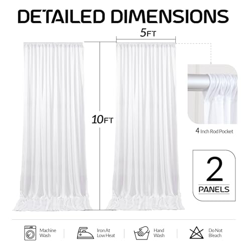 Cortinas de Fondo Satín Blanco 2 Paneles 10x10FT miniatura 6
