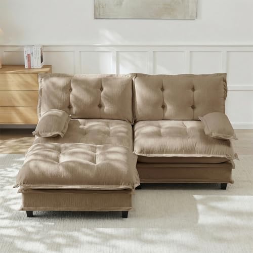 Image of Ottoman for Sectional Couches for Living Room, Light Coffee Ottoman Seat for Modern Chenille Deep Seat Sofa Set, Salas para Casa, High Back Cloud Couch Modular Sectional Sets
