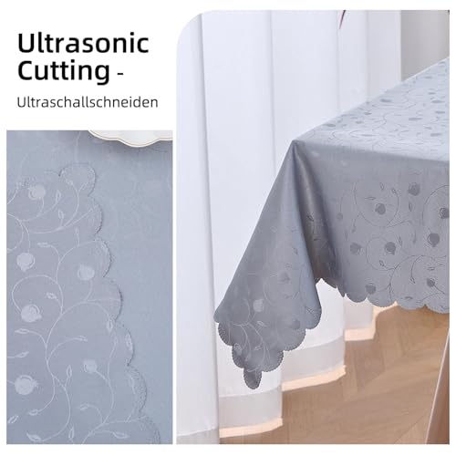 Nappe jacquard imperméable gris clair 140x240cm lavable et infroissable