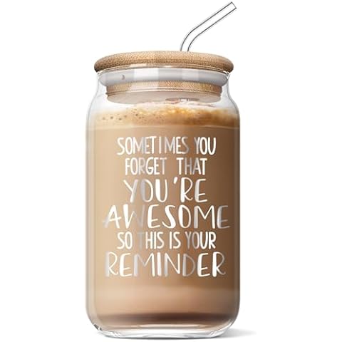 Nurforta Inspirational Gifts for Women Mom Wife Sister Girlfriend Grandma for Christmas, Birthday, Valentines Day Friendship Gifts for Women - 16 Oz Can Glass Cover