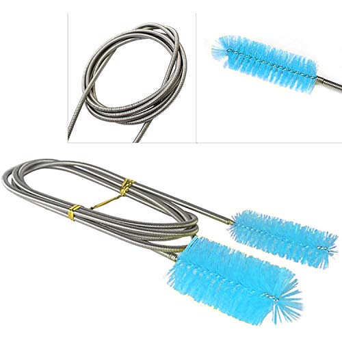 Flexible Drain Brush,Nylon Cleaner Double Ended Elastic Hose Pipe 67-inch and 2 PCS 8.2-inch Straw Cleaning Brush
