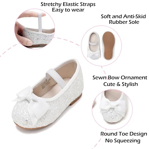 Image of PHIRAMIN Toddler Flower Girl Dress Shoes - Little Girl Ballet Flats Bow Wedding Party