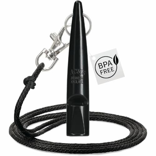ACME 210.5 Classic Dog Whistle Black 6200Hz Spaniel & Gundog Recall Training Whistle Pealess Weatherproof With Lanyard