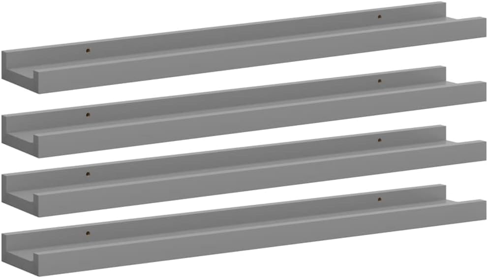 vidaXL Set of 4 Wall-Mounted Shelves in Modern Gray - Durable MDF Material - Space-Saving Storage Solution for Homes and Offices