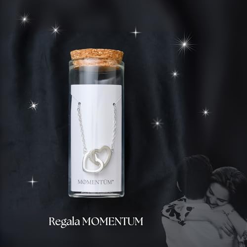 MOMENTUM - Collar mujer bañado en plata - Regalo Original para Madre, Amiga o Pareja - Con Caja y Dedicatoria Premium - Colgante mujer - San Valentín, Cumpleaños, aniversario o Navidad (Corazones)
