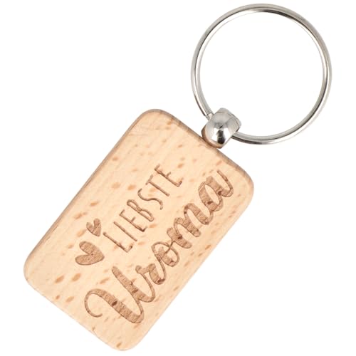 Spruchreif | Schlüsselanhänger Liebste Uroma | Holz-Anhänger mit Gravur & Metallring | Geschenkidee für Urgroßmütter zum Geburtstag Muttertag oder einfach so | ca. 5 5 x 3 5 cm