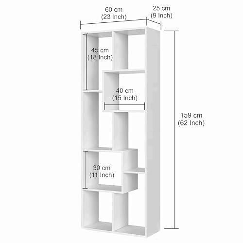 Image of FURNEASER Medina 8 Tier Wooden Bookshelf for Home & Office | Engineered Wood Bookcase Storage Rack & Display Shelf | Modern Multipurpose Open Shelves DIY | 159 cm Tall (Combo Set 2)