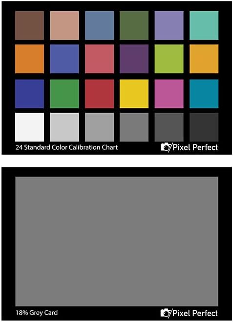 Professional Pixel Perfect Camera Color Correction Card - 18% Gray Balance for Photography & Video   Perfect for DSLR, Mirrorless & Cinematic Cameras, Pack of 2