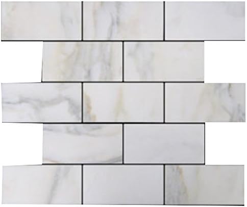 Polished Calacatta Gold Italian Marble 3x6 Subway Floor Wall Tile for Bathroom Shower, Kitchen Backsplash, Fireplace