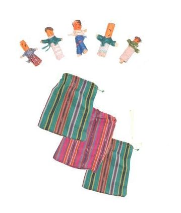 Woru Sorgenpüppchen Sorgenpuppe ca. 3 cm Gross, 6 Stück im Beutel, Sorgenfresser, Kummerpuppe