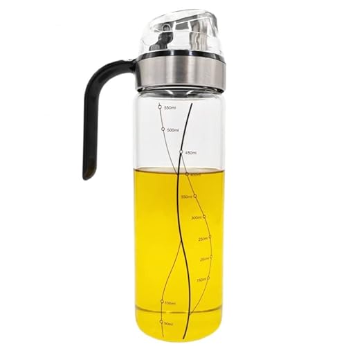 D,casa - Aceitera Antigoteo de Cristal Borosilicato Tapón de Acero INOX con Tapa Que Se Abre Automatico para Cocina 550 ML - 550 ML
