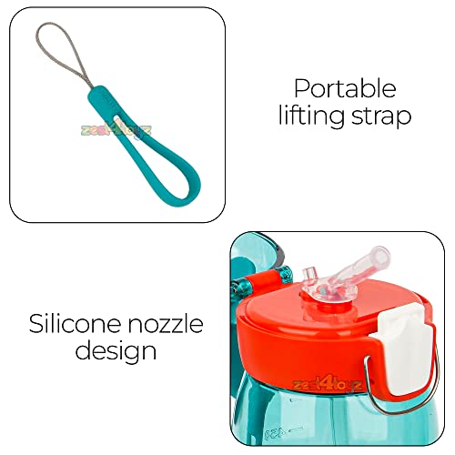 Image of Zest 4 Toyz Bunny Ear Water Bottle for Kids Leak-Proof Sipper Bottle with Flip Straw BPA-Free Portable School Bottle with Strap for Boys & Girls- Green (550ML)