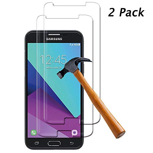 [2-Pack] SKTGSLAMY for Galaxy J3 2018 Tempered Glass Screen Protector, J3 Orbit/J3 Achieve/Sol /J3 V J3V (3rd Gen) Screen Protector, Anti-Scratch, Anti-Fingerprint, Bubble Free (Clear)