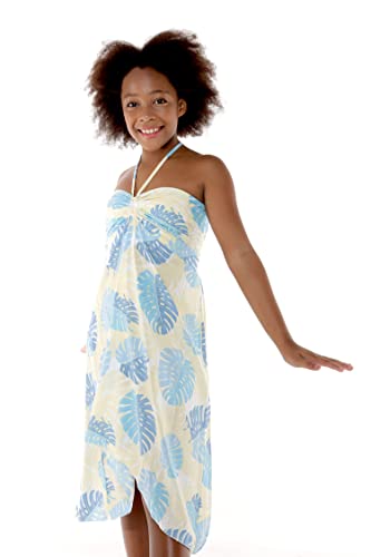 Girl Hawaiian Halter Dress in Pacific Palm Cream3