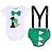 IWEMEK Bébé Garçons 1er Anniversaire Gâteau Smash Tenue Dinosaure Coton Body Barboteuse + Queue 3D Shorts + Bretelles 3PCS Vêtements Ensemble Fête Tenues Photographie Costume Vert 1 12-18 mois